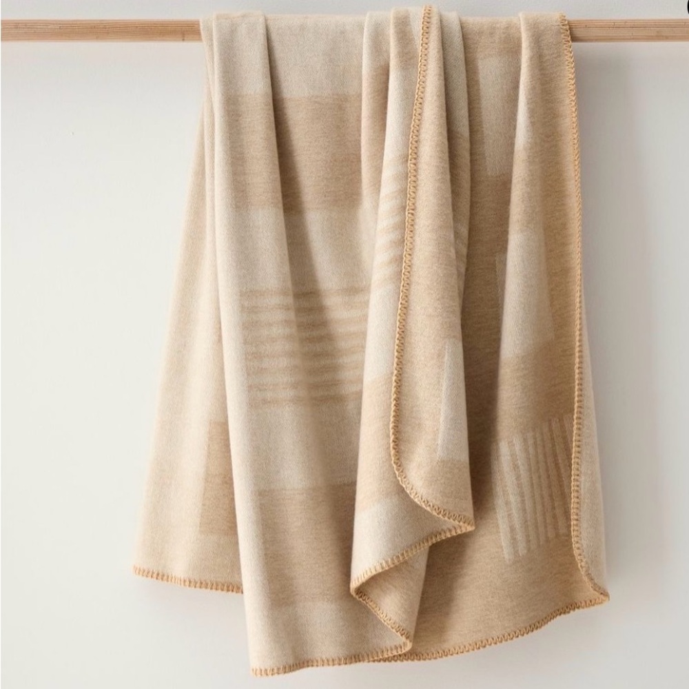 West Elm Brushed Woven Modern Throw 50X60 Almond